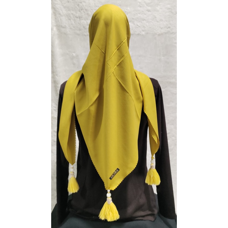 Hijab Segi Empat Laser Oscara / Jilbab Segi 4 Polos Pompom Tassel Mutiara