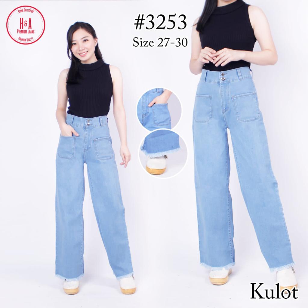Jual RTC - CELANA KULOT JEANS WANITA / KULOT SOFT JEANS MODEL KAKI