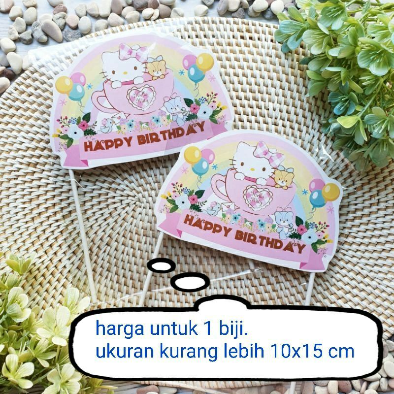 Jual cake topper tunggal hiasan kue ulang tahun karakter hello Kitty