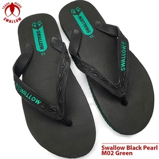 Sendal Jepit Swallow Black Pearl M02 - Sandal Japit M02 Swallow Hitam Aksen warna Metallic Pearl [SWLTRAD 01]