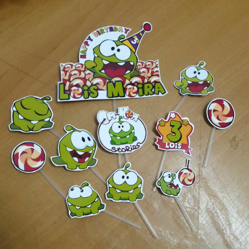 Om nom cake clearance toppers