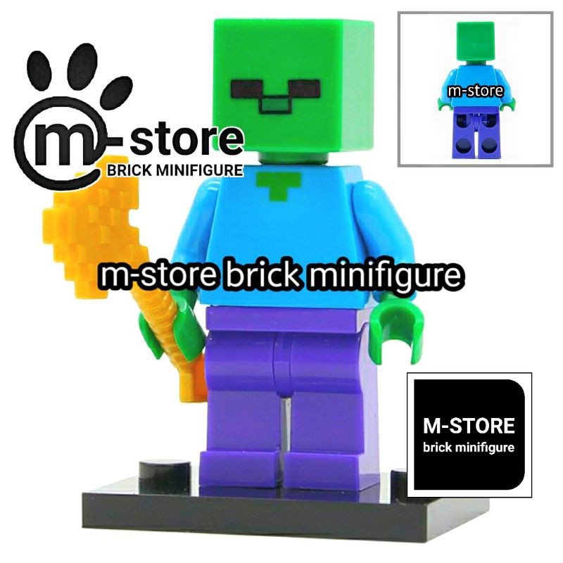 Jual brick zombie mini craft mini toy figure with axe | Shopee Indonesia