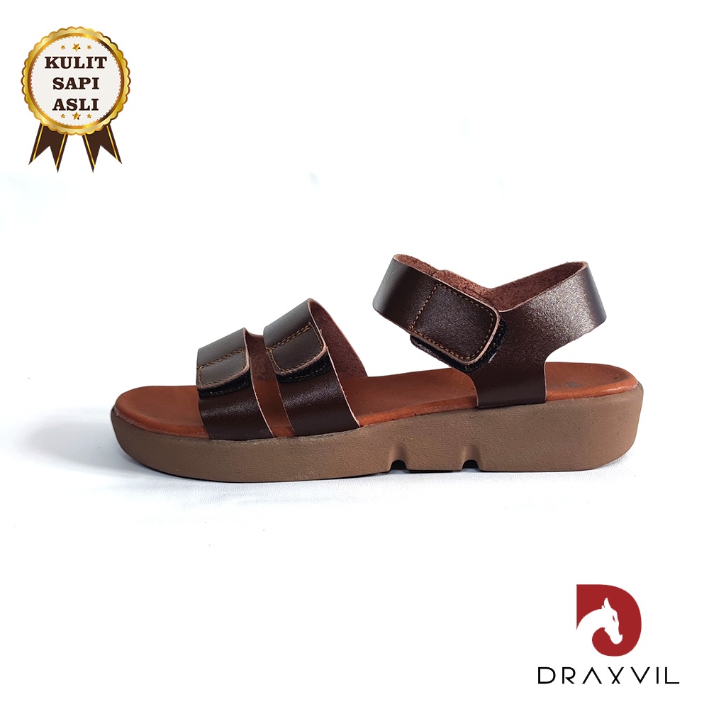 Jual Draxvil Kulit Sapi Asli Sandal Wedges Wanita Kulit Sapi Asli