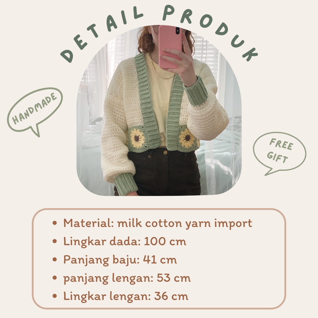 Jual [READY] Cardigan Rajut Crop Oversize Handmade, Custom Cardigan ...
