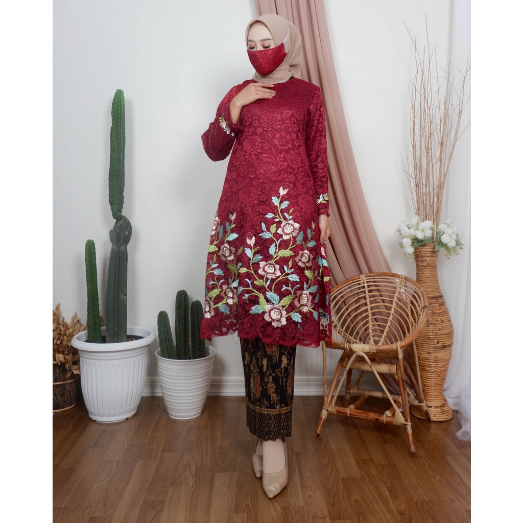 Jual Set Burkat Hanabi | Stelan Burkat Bordir Premium | SALE!! Kebaya ...
