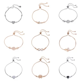 HYL JEWELRY COD Couple Gelang titanium lapis emas bola kristal berlian xuping Perhiasan perak 07b