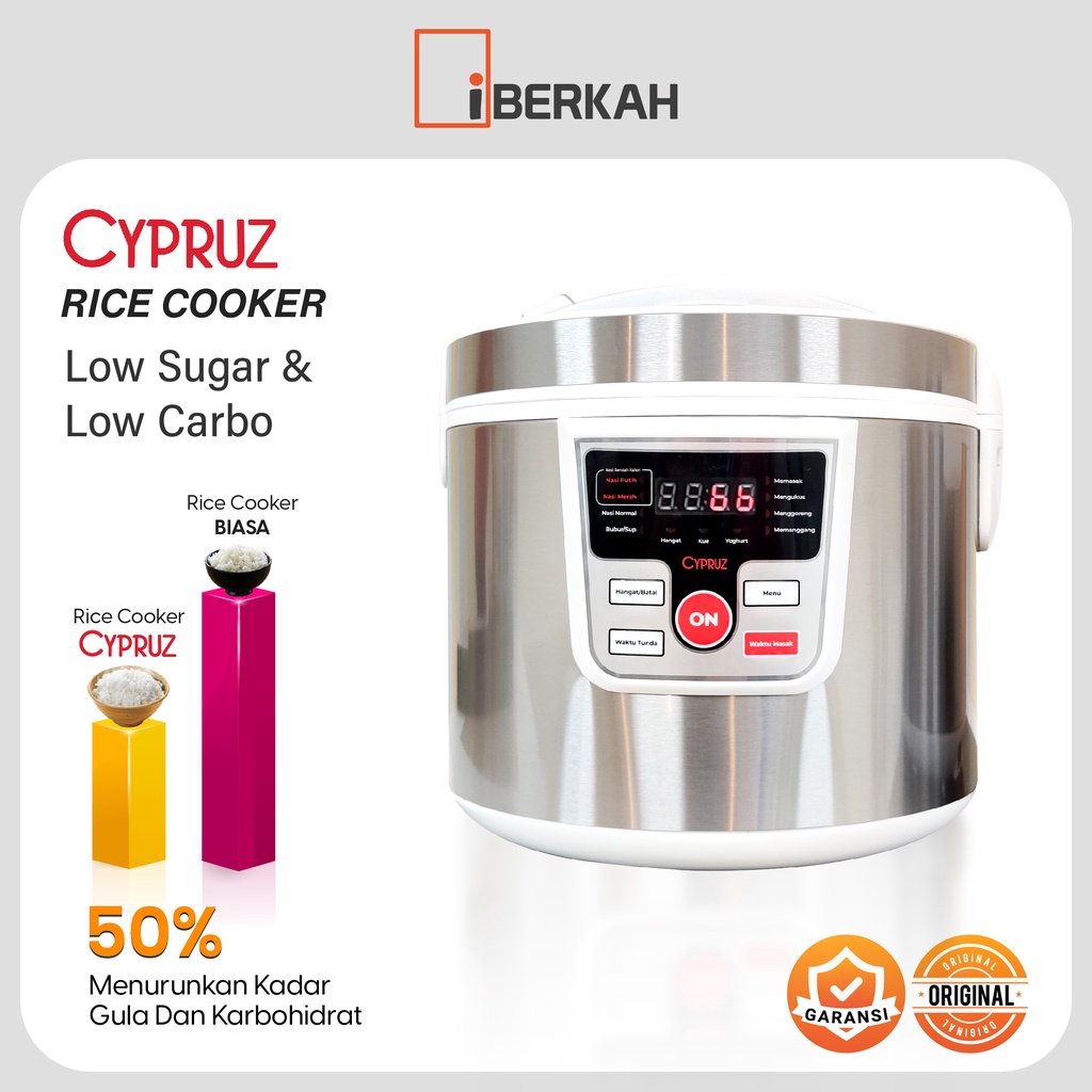 Jual CYPRUZ Rice Cooker 2L Low Carbo Low Sugar Rendah Gula Rendah