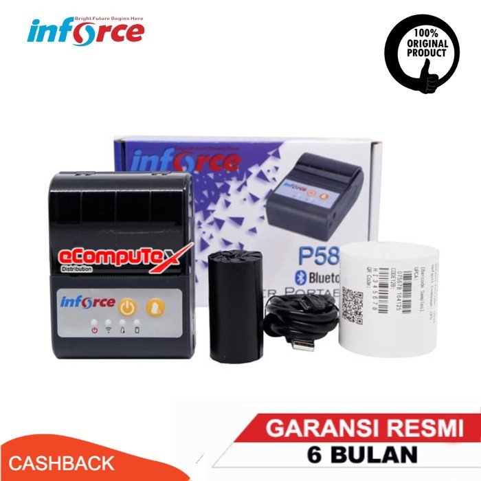Jual PRINTER PORTABLE KASIR STRUK INFORCE P58C USB BLUETOOTH BATERAI ...