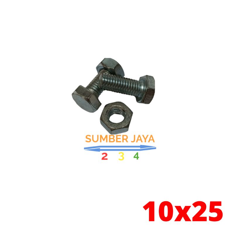 Jual Baut Mur M10 10 X 25 BMP / BMP 10 X 25 TERMURAH | Shopee Indonesia