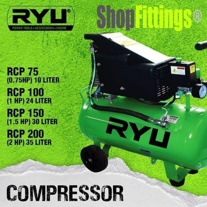 Jual Ryu Rcp Kompresor Angin ¾ HP 1 PK 2 Air Compressor 10 ltr 25 ltr ...