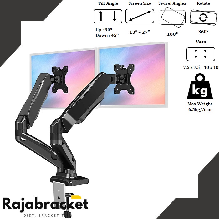 Jual Hot Promo - Bracket Monitor Led Lcd 13 - 27 Inch, Gas Spring, Dual ...