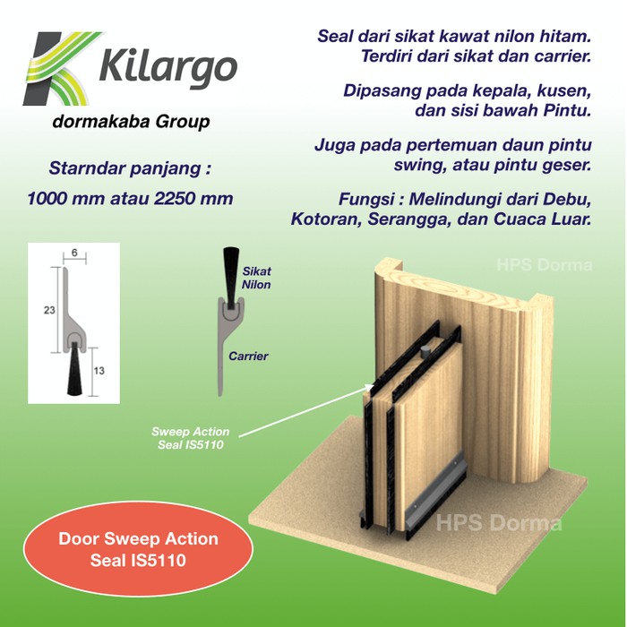 Jual Door Brush Seal Kilargo IS5110 (Seal Sikat Nilon utk Pintu ...