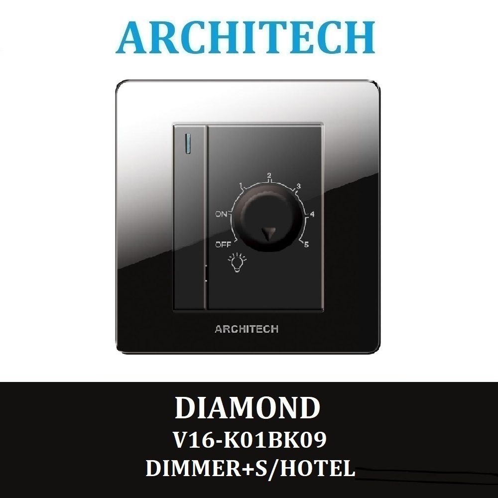 Jual Architech Diamond Black V16-K01BK09 Sakelar/SAKLAR/ DIMMER+SAKLAR ...