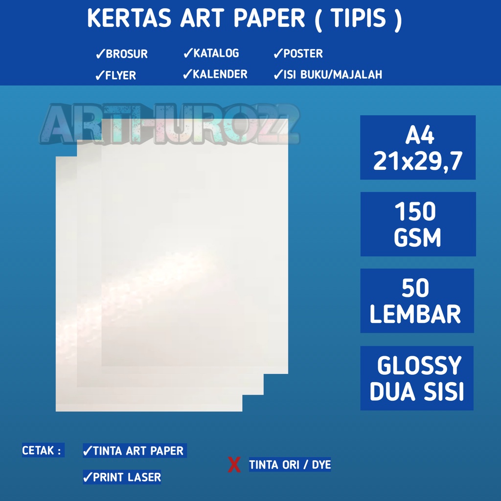 Jual Kertas Art Paper 150 Gsm A4 Isi 50 Lembarkertas Brosur Tipis 150