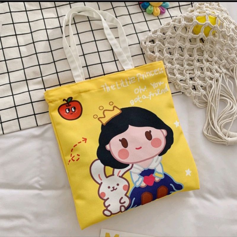 Jual Totebag tas kanvas tas jinjing lucu motif hello kitty dan princess