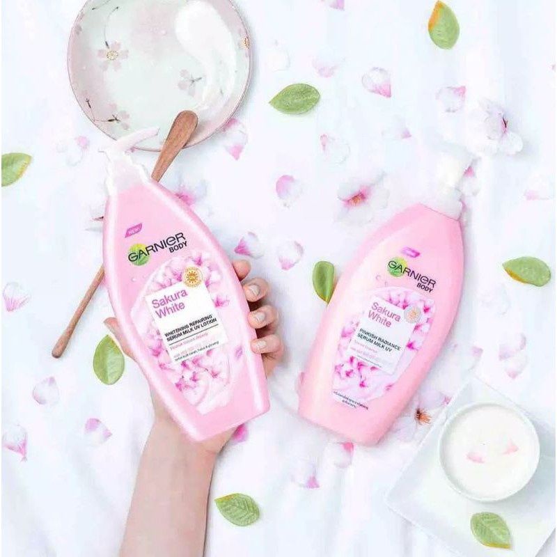 Jual Twinpack Garnier Sakura White UV Body Lotion Serum 400ml x2 pcs