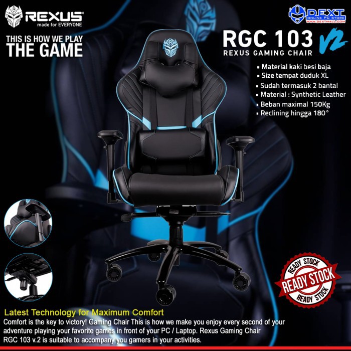 Jual Kualitas Terbaik - Rexus Rgc 103 V2 Blue Gaming Chair | Shopee ...