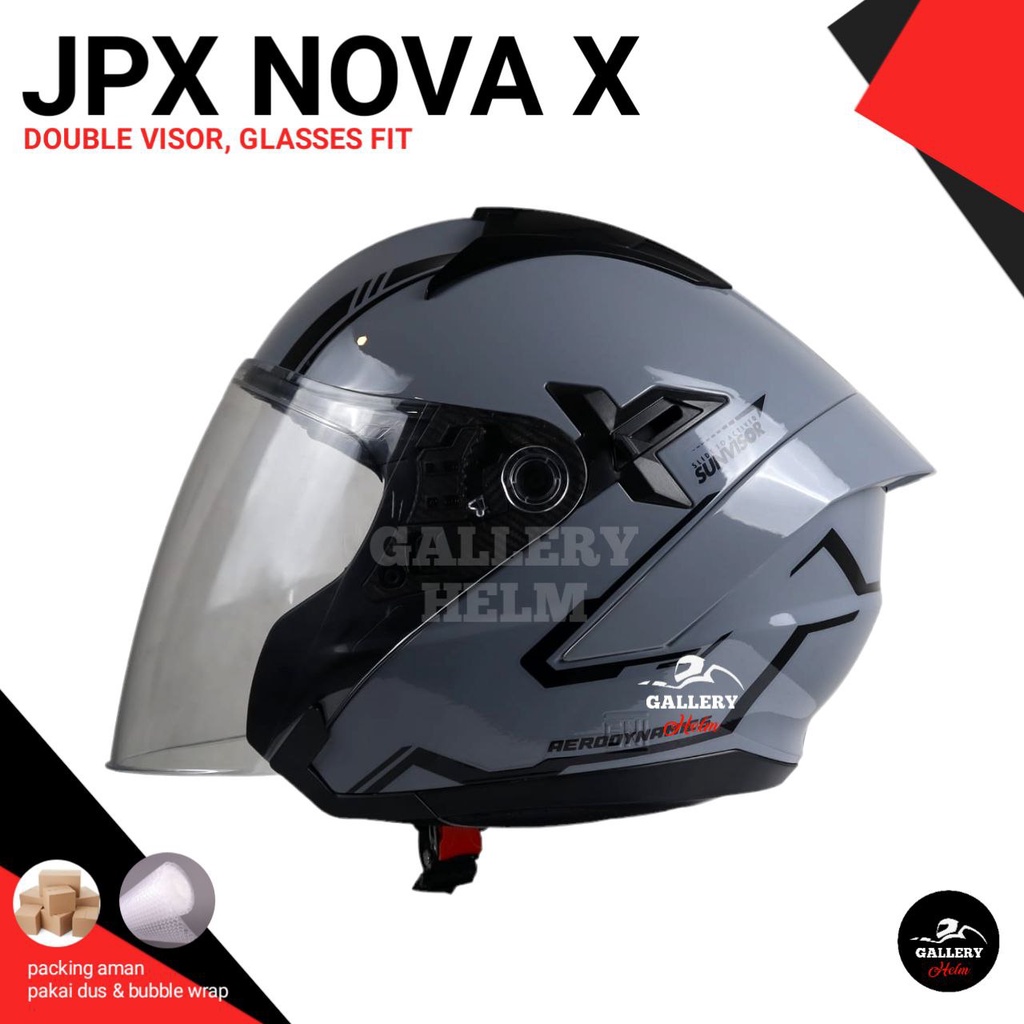 Jual Helm Jpx Nova X Semi Motif Dark Grey Glossy Nova X Double Visor Shopee Indonesia