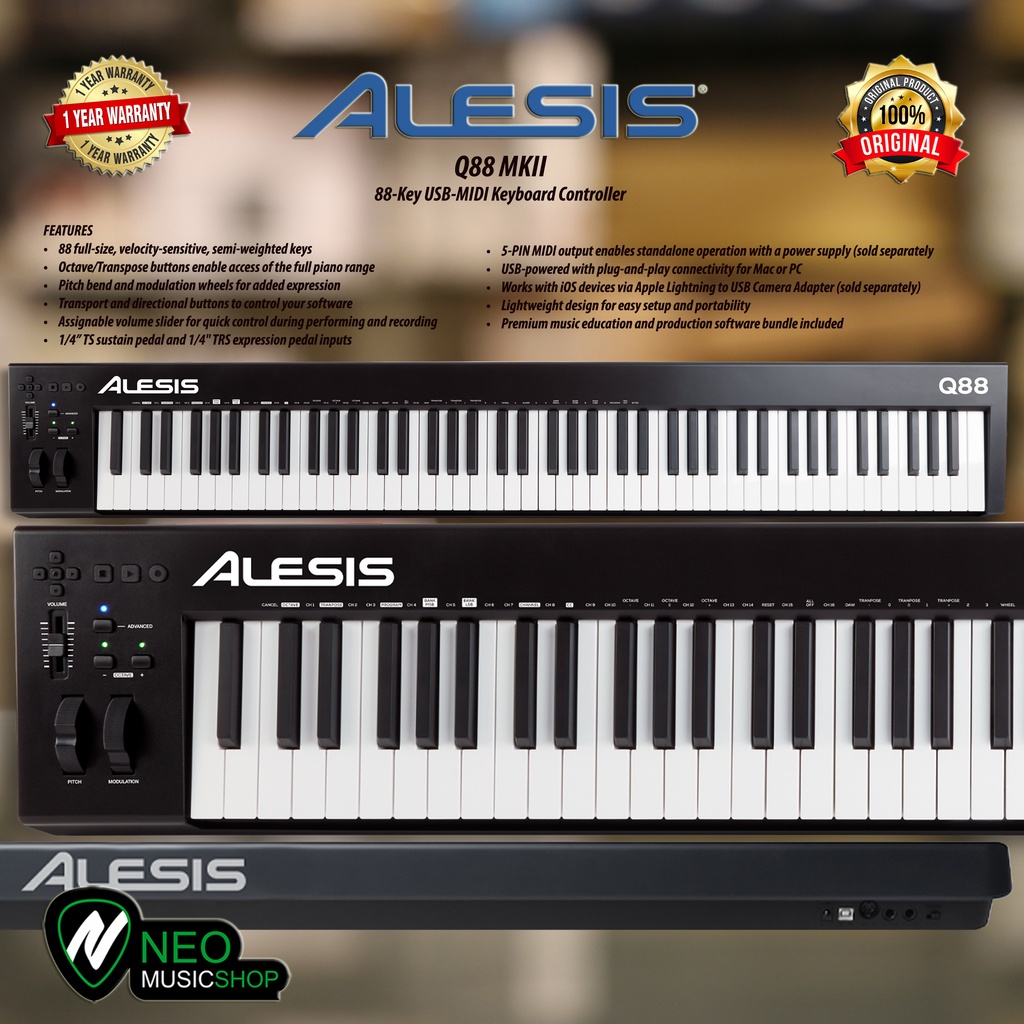 Jual Alesis Q88 MKII 88Key USBMIDI Keyboard Controller Shopee Indonesia