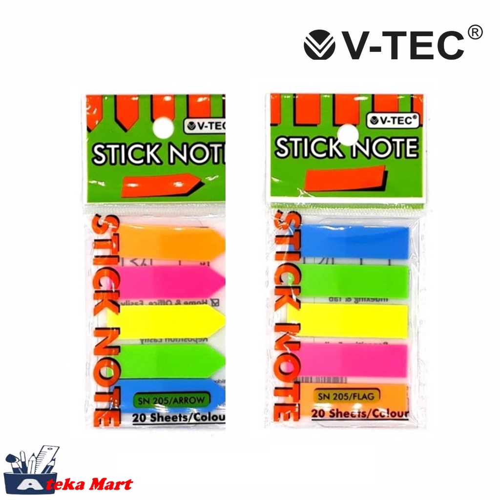 Jual V-TEC SN205 STICK NOTE / PENANDA PLASTIK | Shopee Indonesia