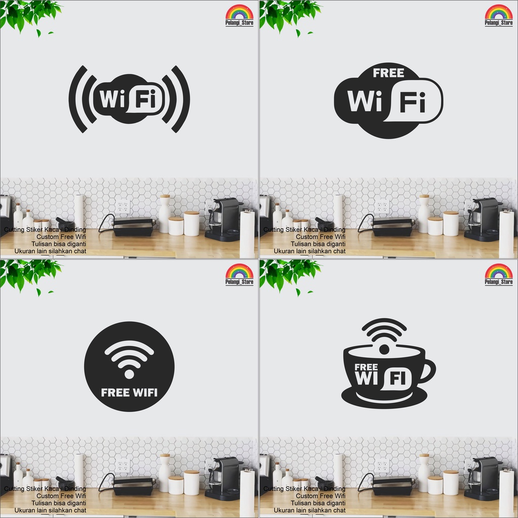Jual WALL STICKER STIKER CUTTING DINDING/KACA FREE WIFI UKURAN 15 CM ...