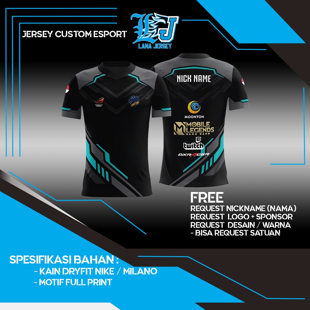 Jual JERSEY BAJU KAOS GAMING CUSTOM SQUAD GUILD MOBILE LEGENDS ML FREEFIRE FF PUBG GRATIS 