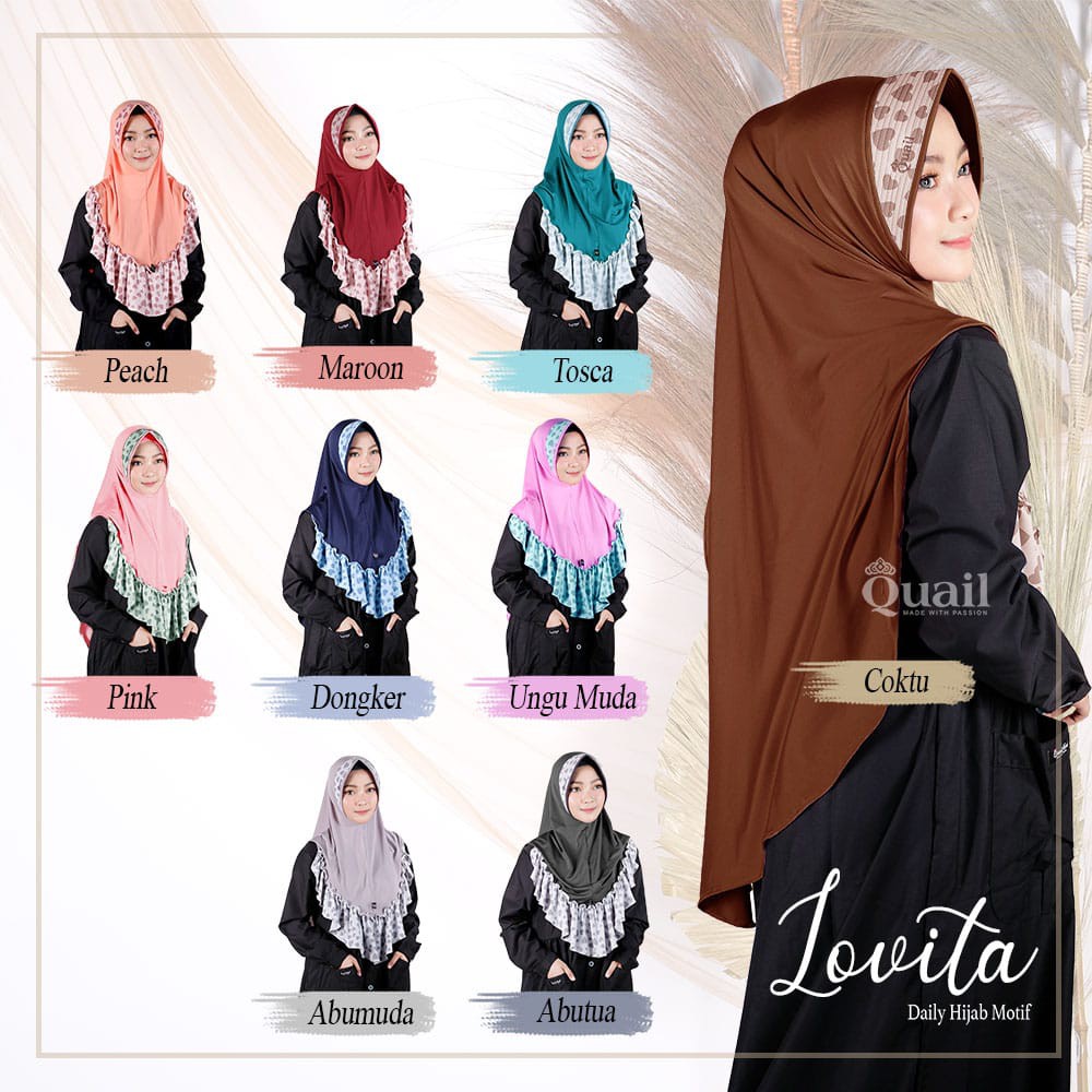 Jual Jilbab Lovita Rampel ori Quail | Shopee Indonesia