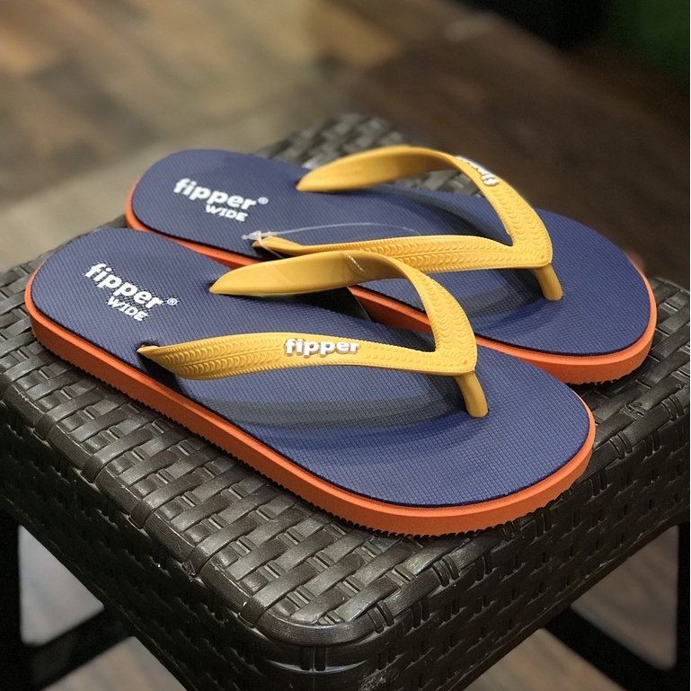 Jual Sandal Fipper Wide Original for Man Woman Navy Orange