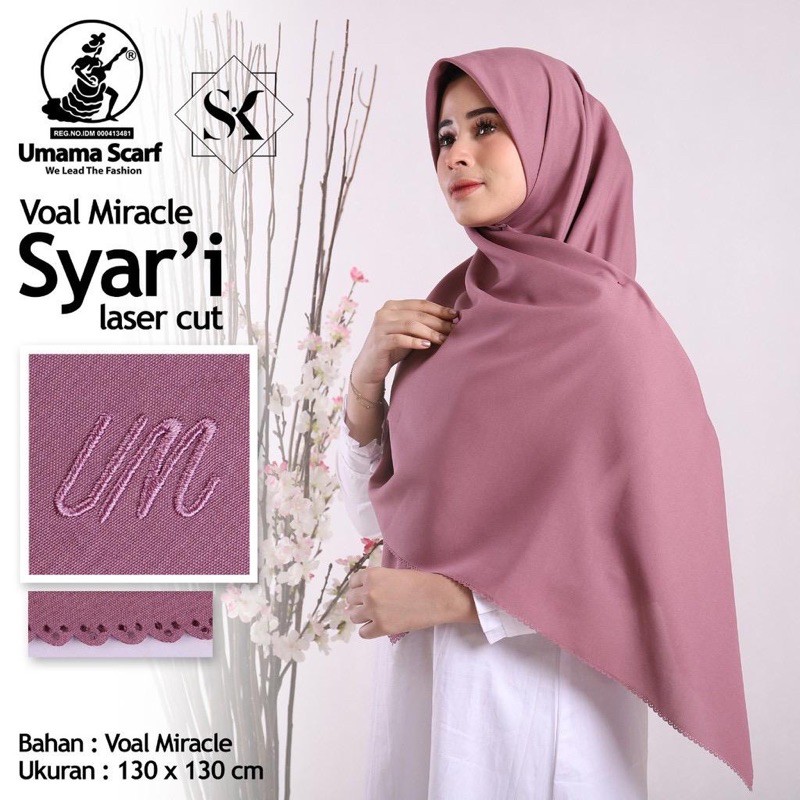 Jual Jilbab Syari Segi empat jumbo Miracle plain by Umama Uk130x130
