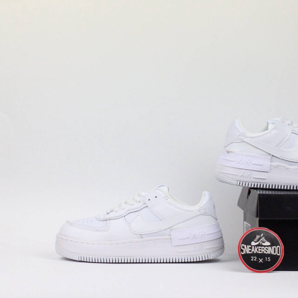 Jual Sepatu NIKE Air Force 1 Shadow All Full White Putih Polos | Shopee ...