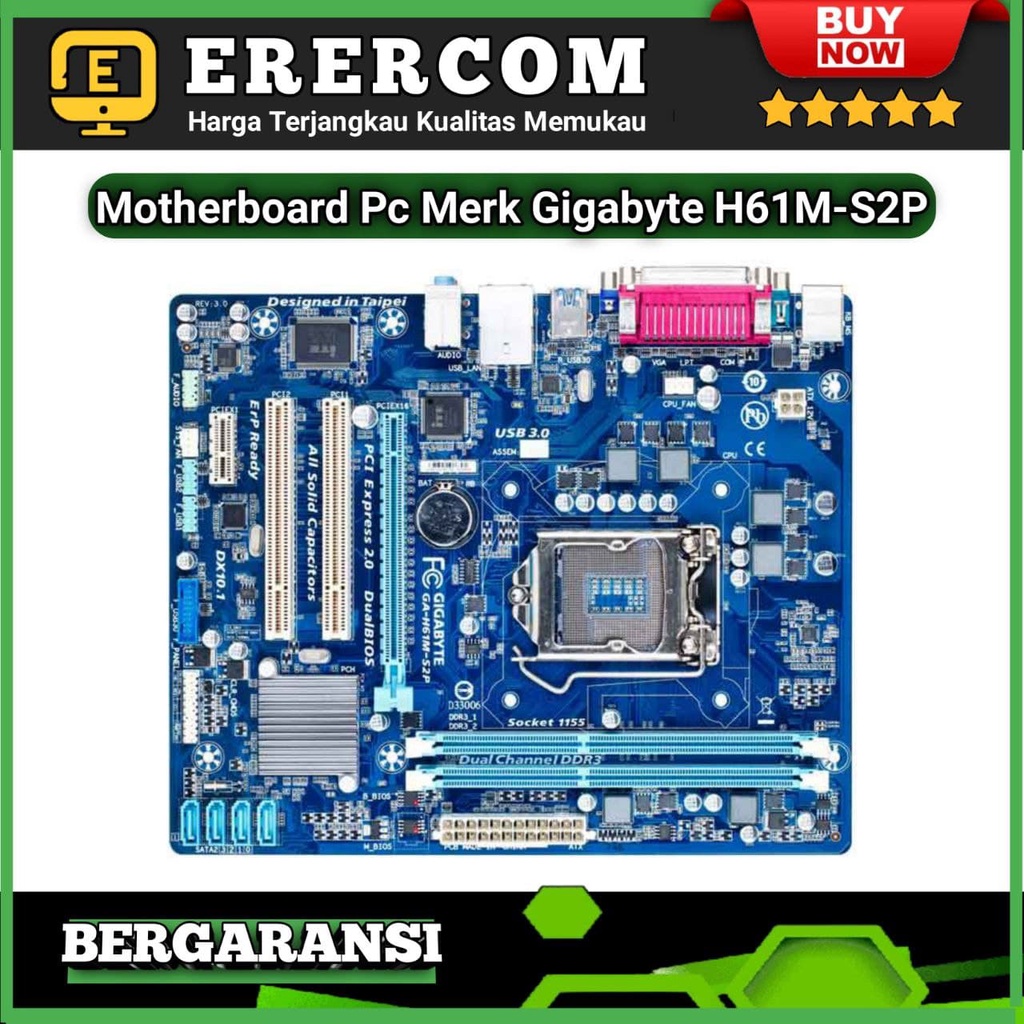 Jual Motherboard Mobo Mainboard PC Merk Gigabyte H61M-S2P 1155 Support ...