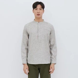 M231 Kemeja Pria Shanghai Bertekstur Panjang Abu 2376A