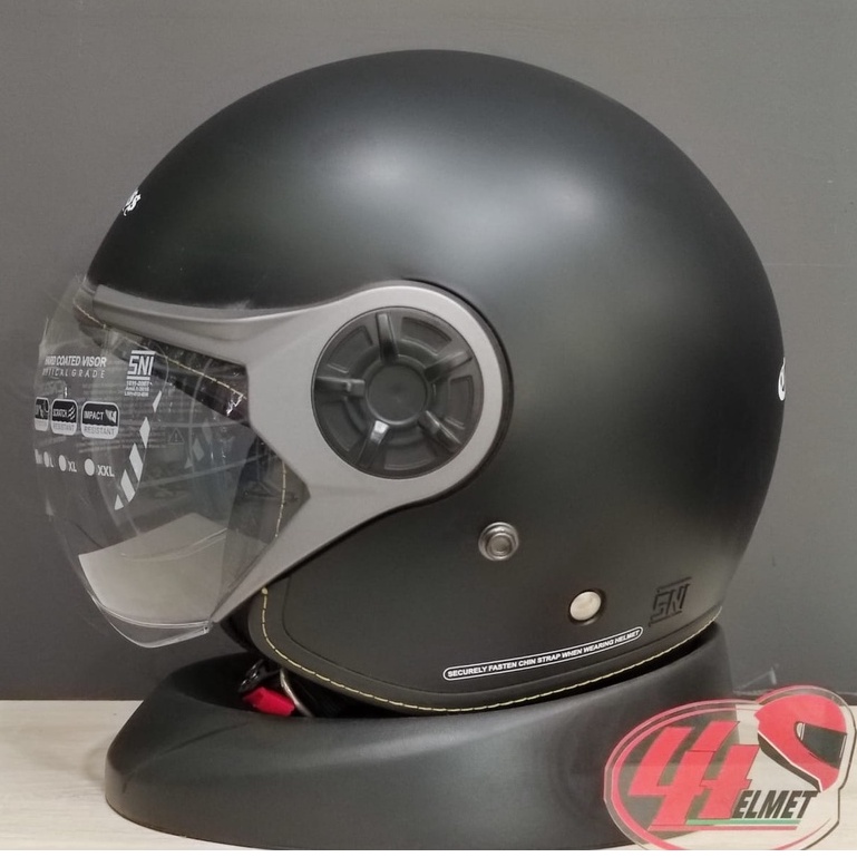 Jual Helm Cargloss YRM Black Dop Helm Half Face Retro Pilot Momo