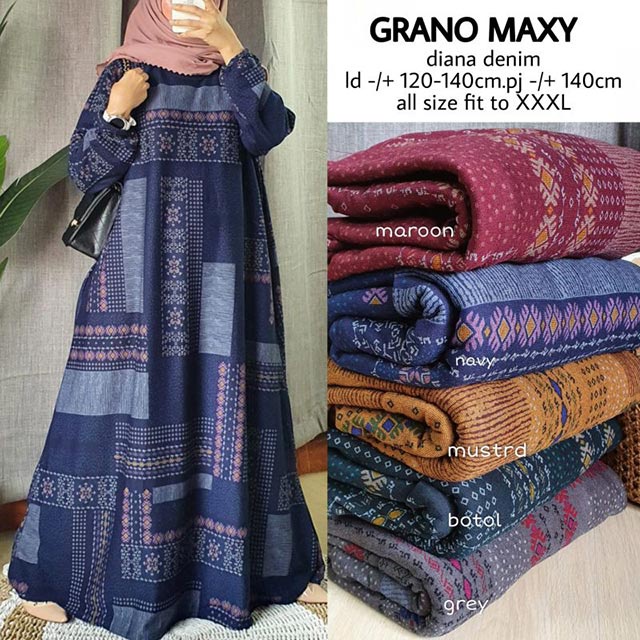 Jual Gamis Jumbo Rumbai Grano Maxy Diana Premium Baju Terusan Big Size Busana Muslim Ibu Ibu