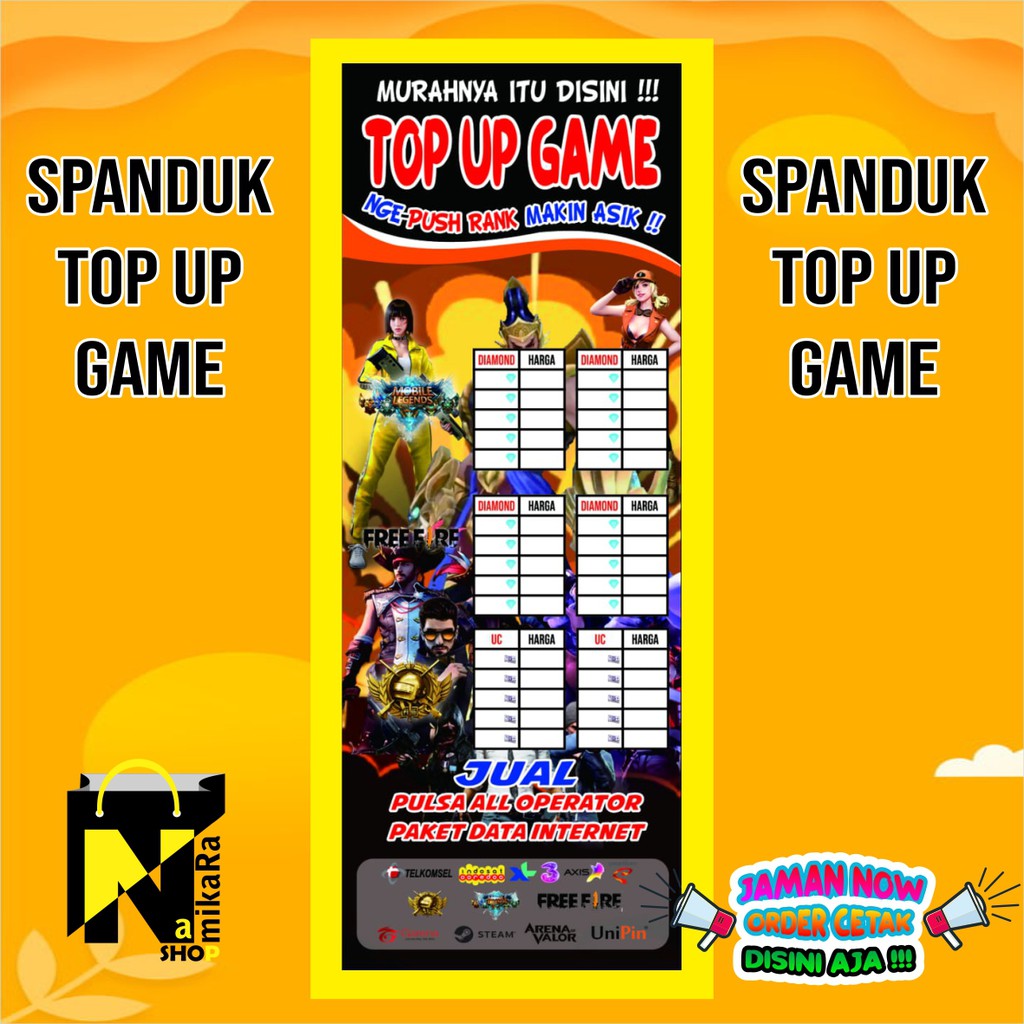 Jual SPANDUK BANNER BACKDROP TOP UP GAME UKURAN 100cmx50cm TERMURAH ...
