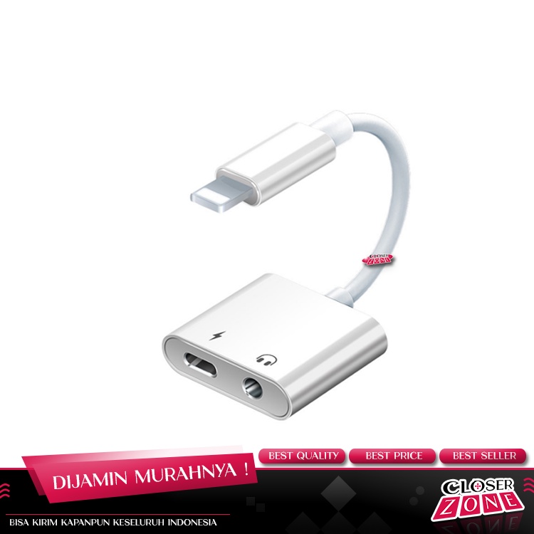 Jual Adapter Lightning to AUX 3.5mm Headphone + Lightning for iPhone 7