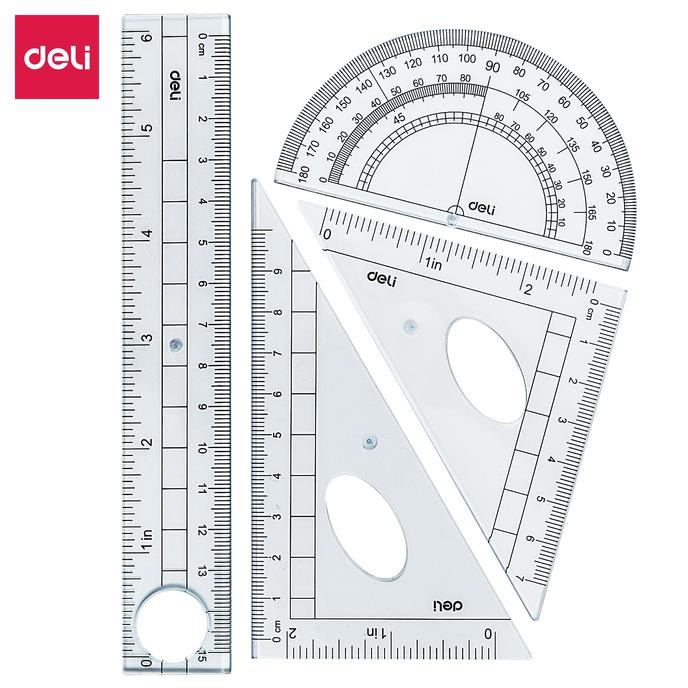 Jual Drafting Set 4pcs Ruler Set Squares Protractor E9597 OBRAL ...