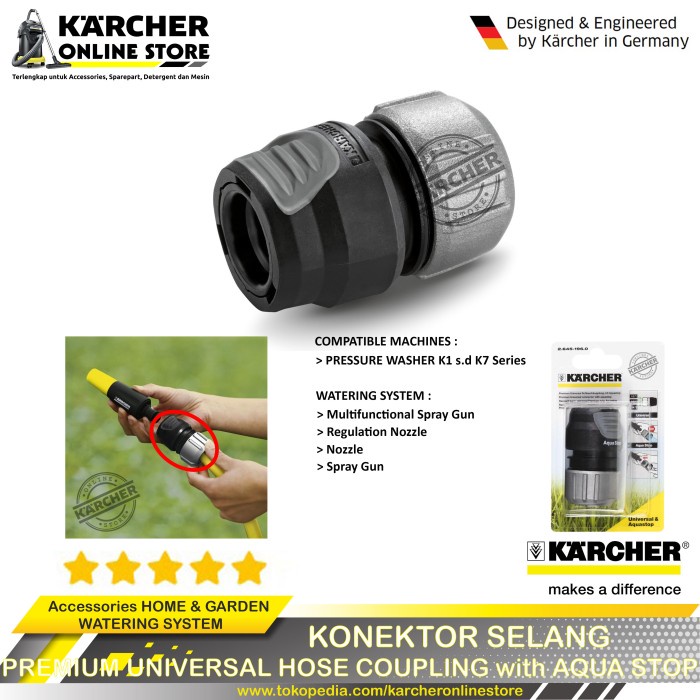 Jual KARCHER KONEKTOR SELANG PREMIUM UNIVERSAL HOSE COUPLING AQUA