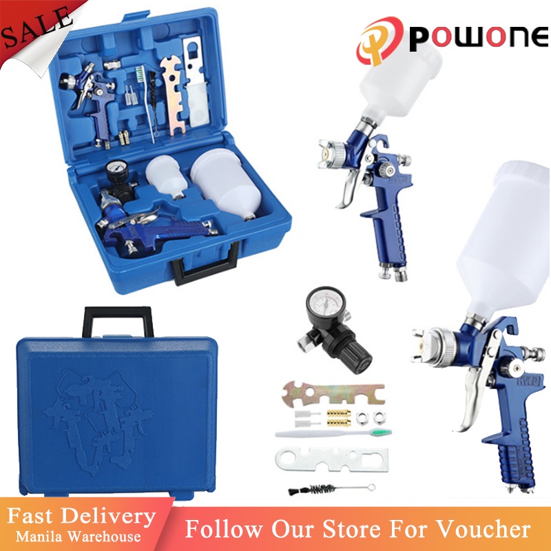 Jual 600ml 250ml H827+H2000 Gravity Pneumatic Spray Gun Tool Alat