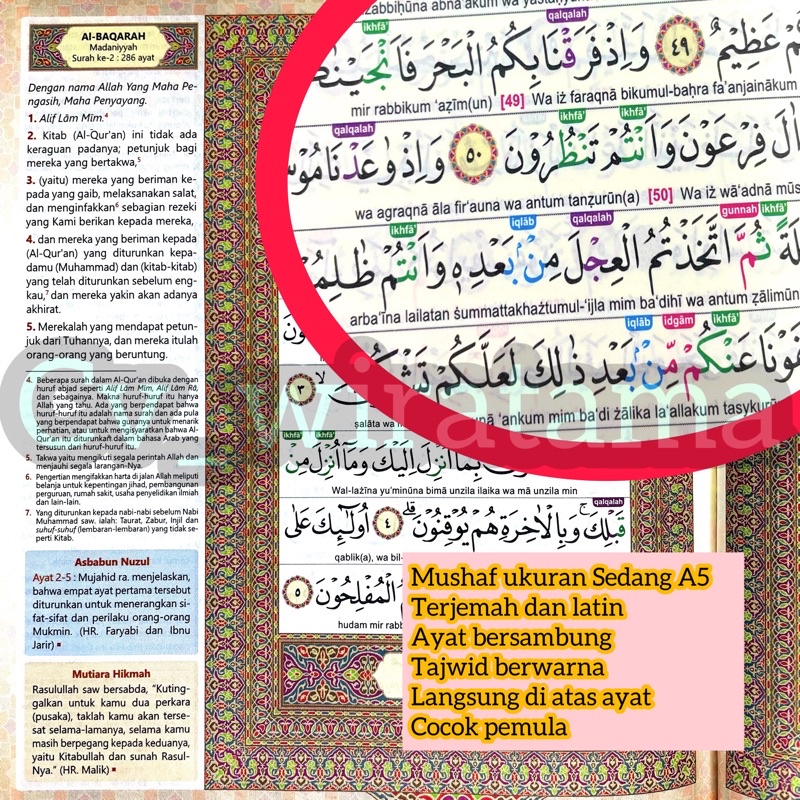 Jual Cod] AlQuran Sedang A5 Usmani Terjemah Latin Tajwid Warna diatas ...