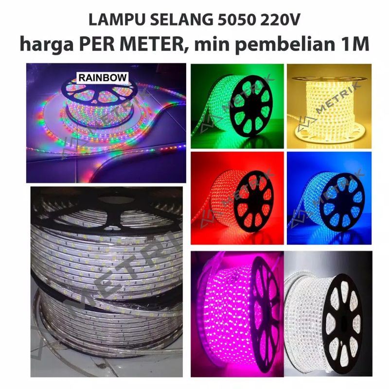 Jual Lampu Selang Led Strip Smd 5050 220v Super Terang Meteran Indoor Outdoor Waterproof 2395