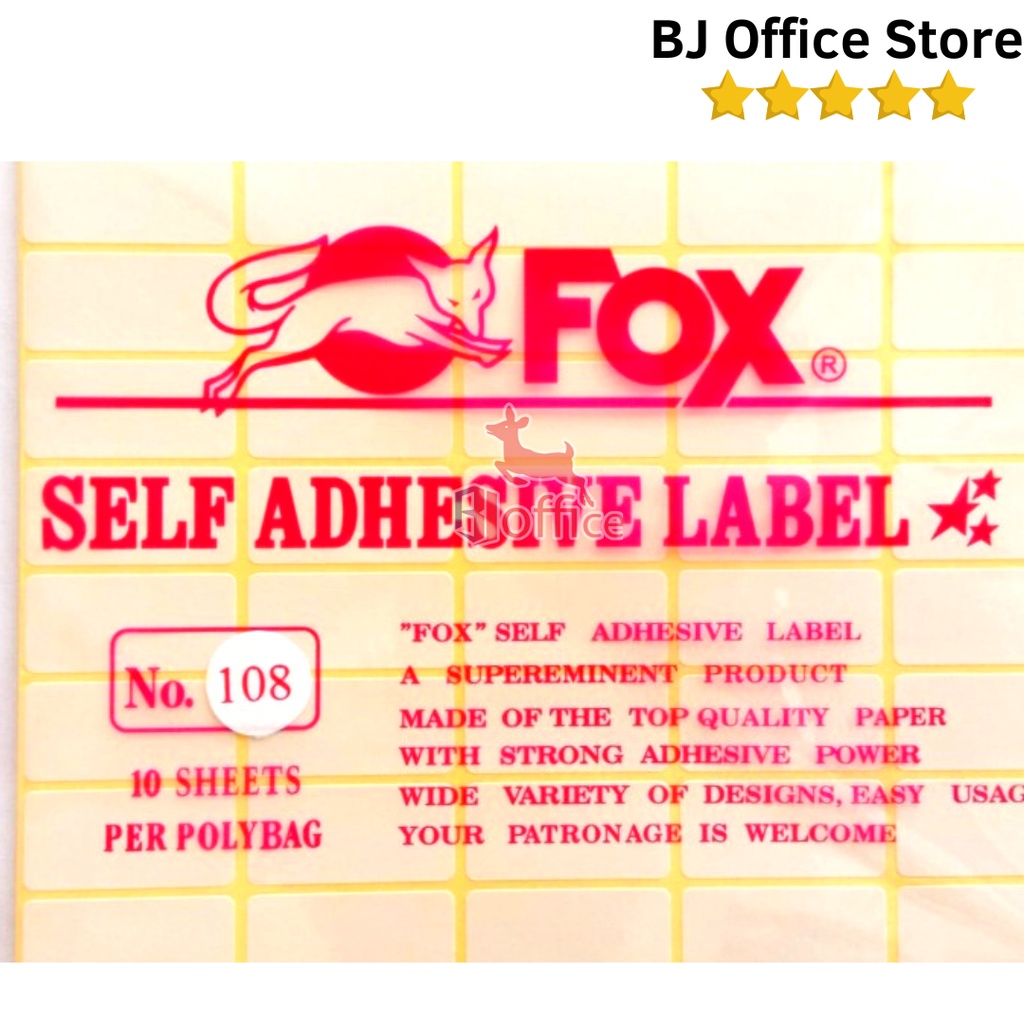 Jual Kertas / Label Stiker Fox No. 108 Ukuran 19 x 38 mm | Shopee Indonesia