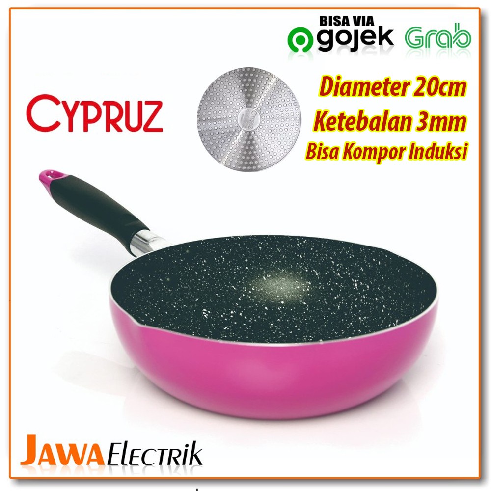 Jual FRYWOK PAN FP0439 Cypruz Fry Wok Marble Pink 20cm Bisa Kompor