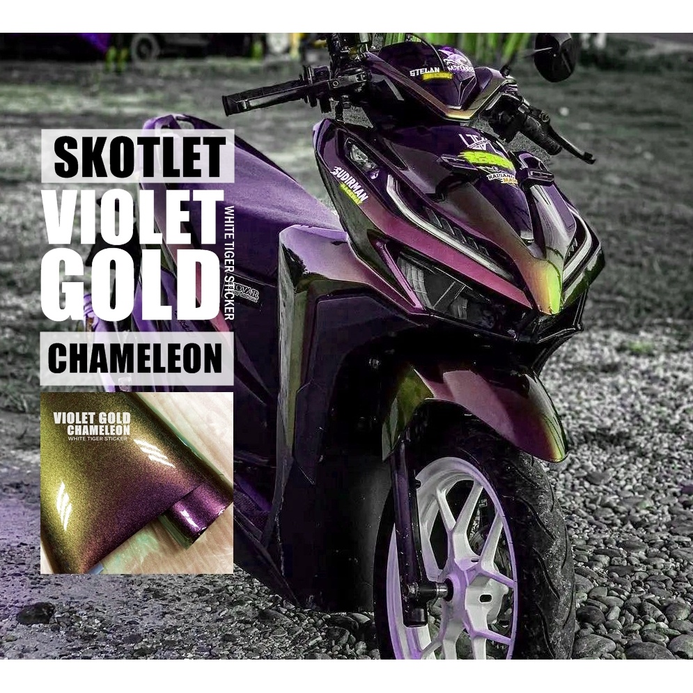 Jual Skotlet Stiker Motor Violet Gold Bunglon Chameleon Skotlet Violet Gold Bunglon Stiker