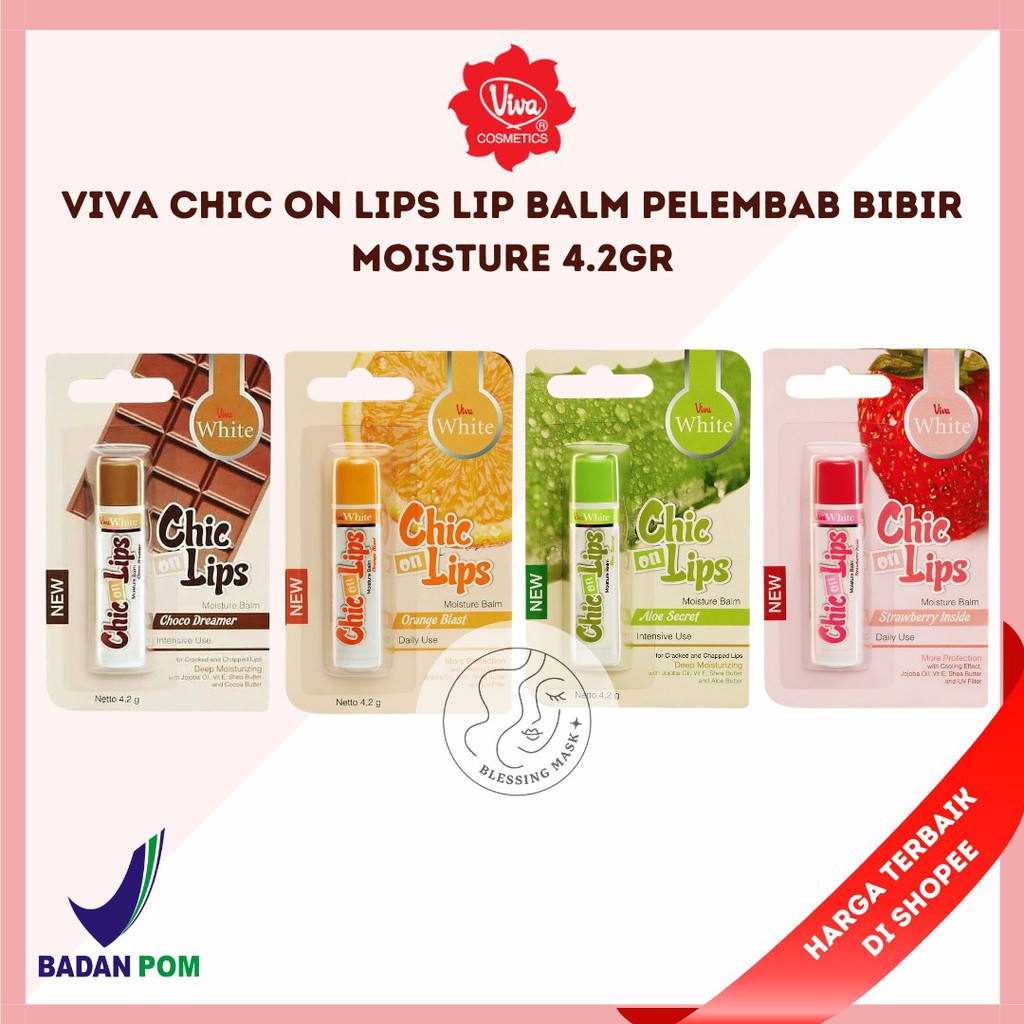 Jual Viva Chic on Lips Lip Balm Pelembab bibir Moisture Jojoba Oil, Aloe UV Filter Vit E 4.2gr