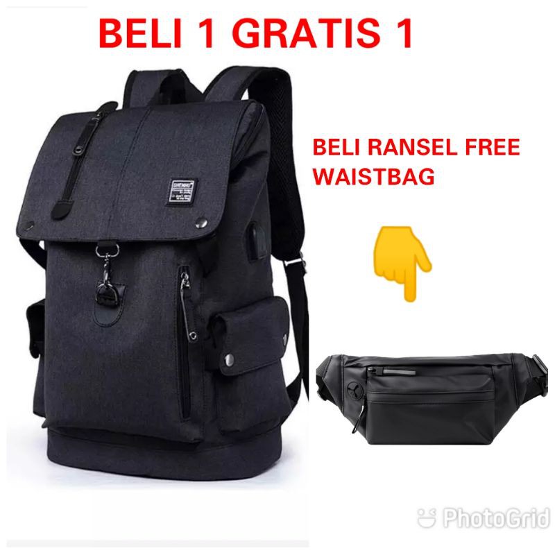 Jual JS_BUY 1 GET 1 - Tas Ransel Pria Beli Ransel Punggung Backpack