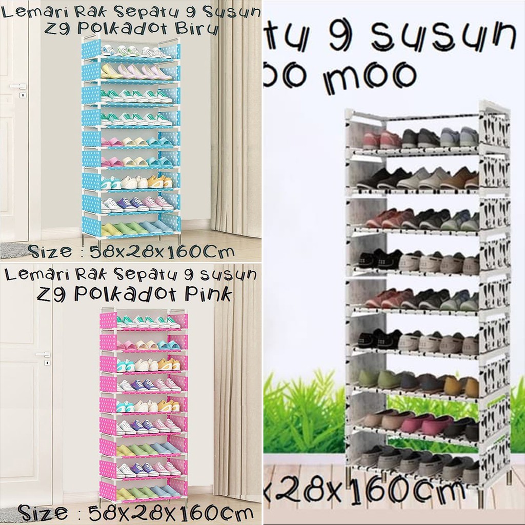 Jual Rak Sepatu 10 Tingkat Cover Polos Rak 10 Susun 10Th 9 Ruang ...