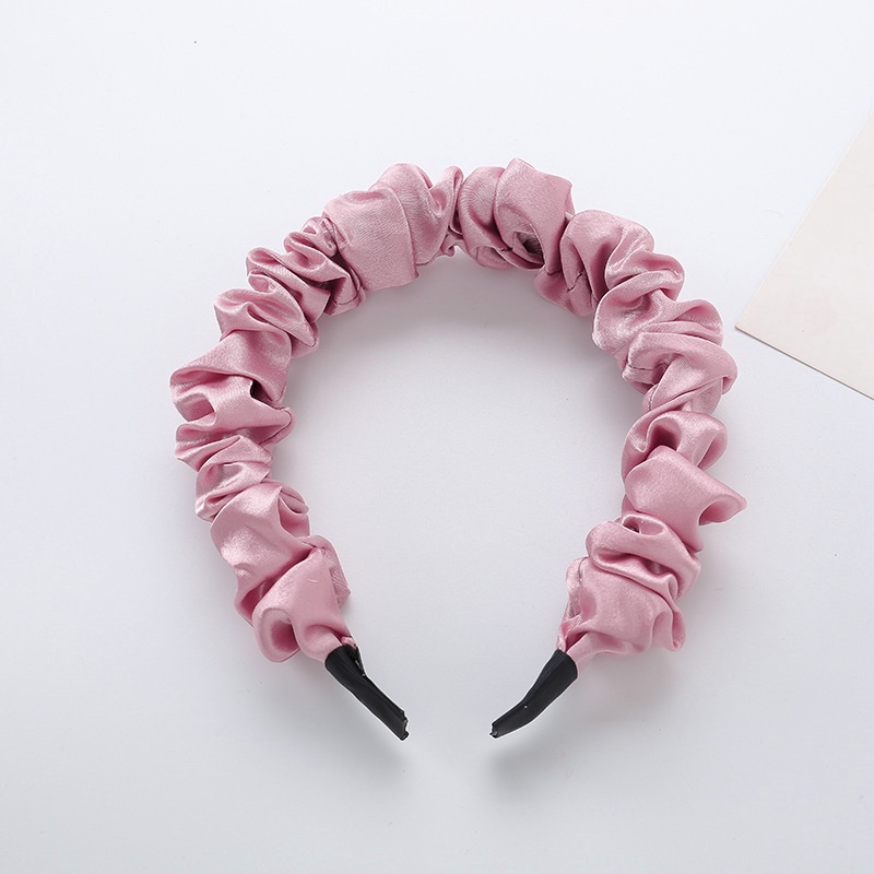 Jual Bando Scrunchie Serut Satin Besar Korea Headband Ruffle Bandana Polos Wanita Bando Kain 