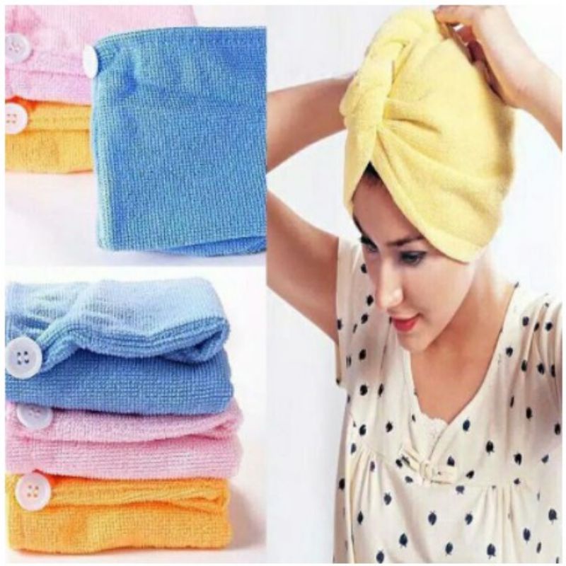 Jual shineholic⚡Handuk Keramas Hairtowel Handuk Turban Microbulu Handuk ...