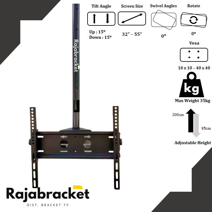 Jual Bracket Tv Gantung Plafon Inch Meter Adjustable